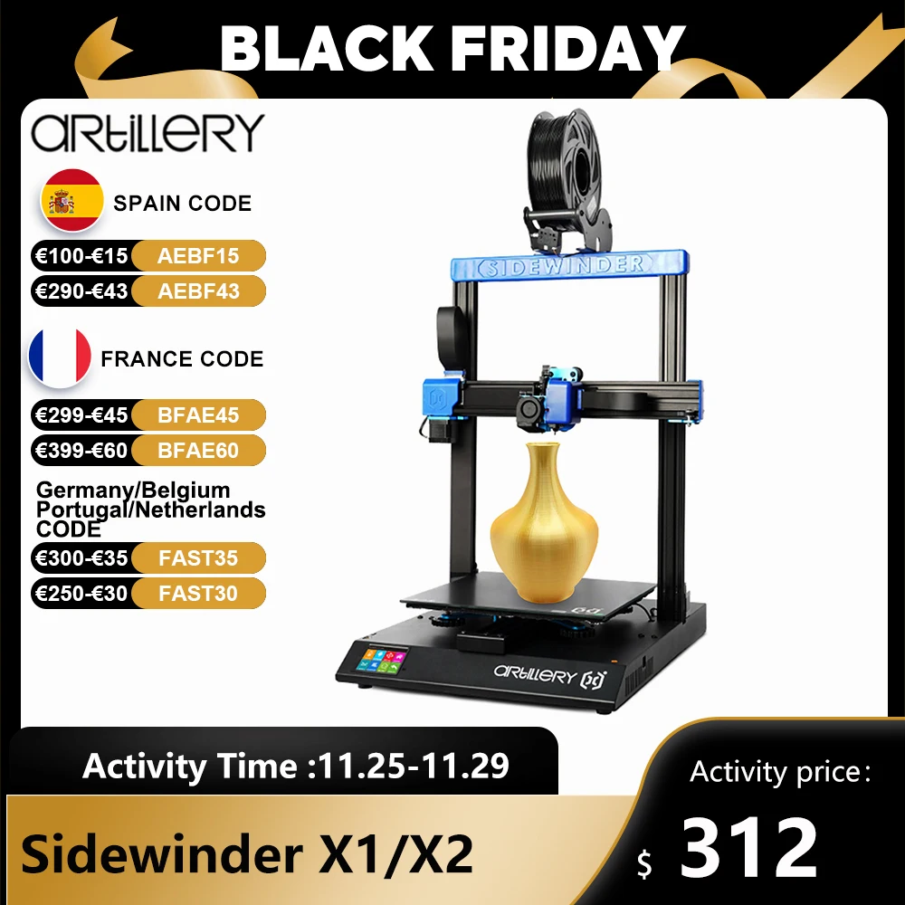 3D принтер Artillery Sidewinder X1 SWX2 высокая точность печати набор сделай сам большой