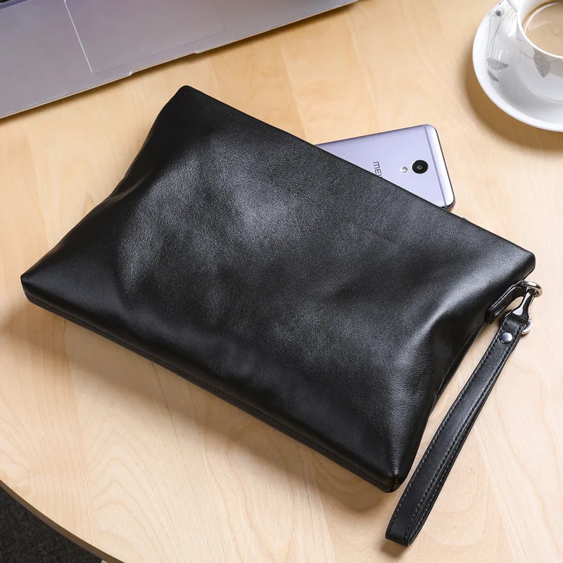

Handbag Men's Trend Korean-style Fashion Genuine Leather Hand Grab Bag New Style Large-Volume Sheepskin Soft Leather Men Carryin