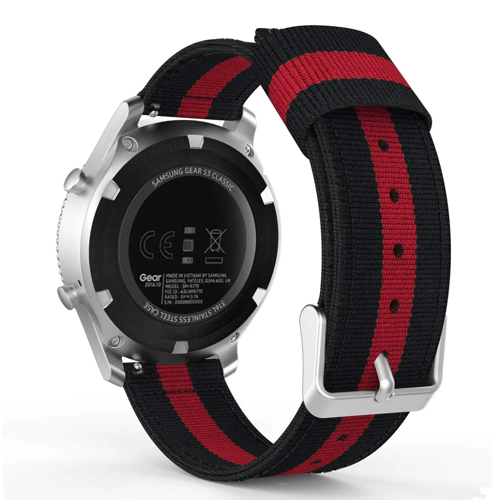 black red Ремешок для часов gear S3 Classic Frontier 22 мм нейлоновый ремешок для samsung Galaxy Watch 46 мм/huawei Watch GT2 46 мм браслет - Цвет ремешка: black red