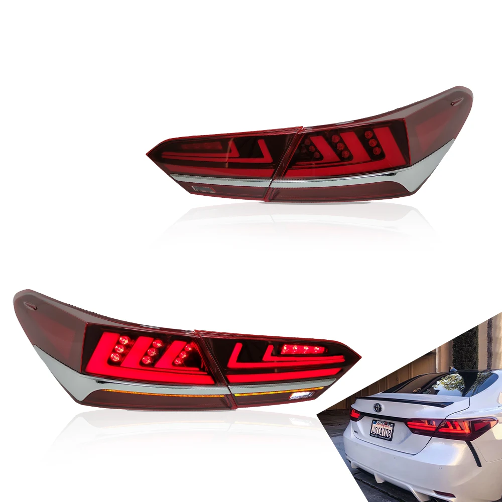 

LED Taillights For Toyota Camry 2018-UP Red Clear with Dynamicwith Turn Signal Reverse DRL Lights Car Accessories