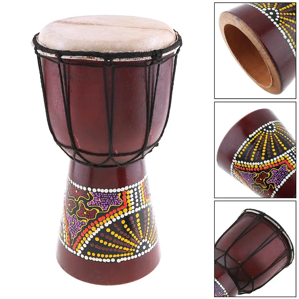 

4 / 6 Inch Professional Traditional African Djembe Drum Wood Goat Skin Good Sound African Musical Instrument