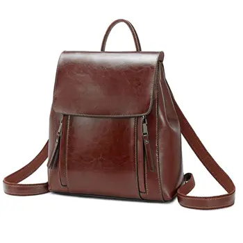 

Vintage PU Leather Backpack School Travel Daypack Student Bags for Teenager