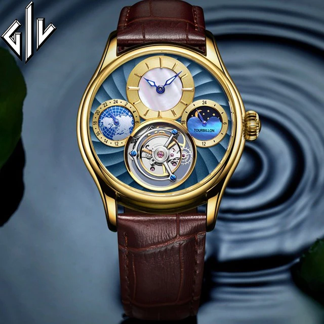 Real Tourbillon GIV часы мужские водонепроницаемые механические с ручным заводом Топ