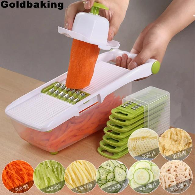 8 In 1 Mandoline Slicer Adjustable Thickness With Container Box
