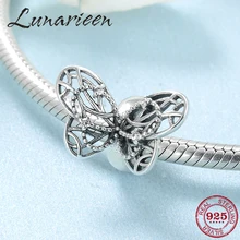 Модные 925 пробы Серебристые красивые бусины в виде бабочки мечты подходят к оригинальному браслету Pandora для изготовления ювелирных изделий