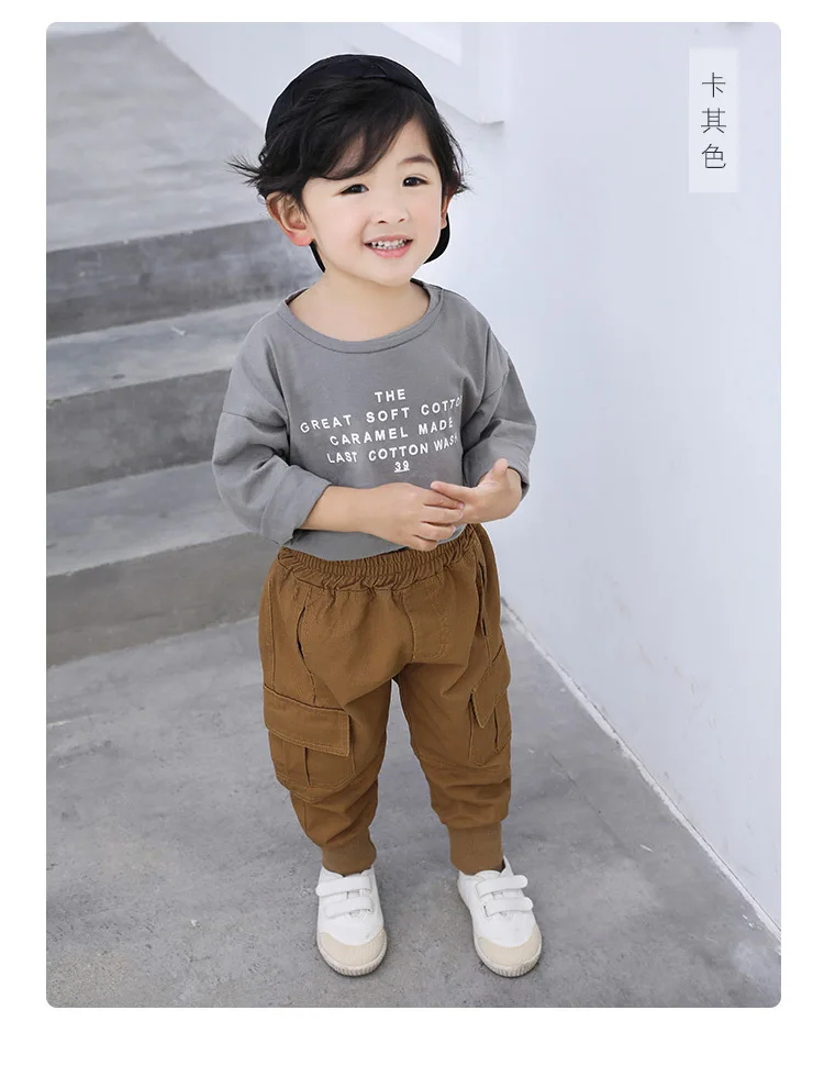 Kids Pants Sport Trousers Boys Cargo Trousers Big Pockets Cotton Autumn Winter Baby Girls Casual Pants Children Expedition