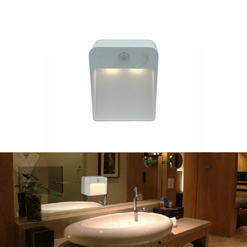 LED Night Light Wireless Battery Motion Sensor Bedroom Bathroom Living ...