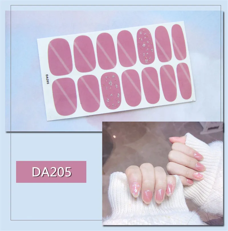 Lamemoria 14 типсов да полное покрытие наклейки для ногтей Обертывания DIY наклейки для дизайна ногтей простые наклейки самоклеющиеся наклейки для ногтей водостойкие - Цвет: DA205