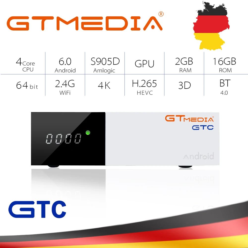 GTMEDIA GTC Smart tv Box Android 6,0 4K Wifi Netflix телеприставка медиаплеер 2GB16GB с 1 год cccam Поддержка IPTV Android Box