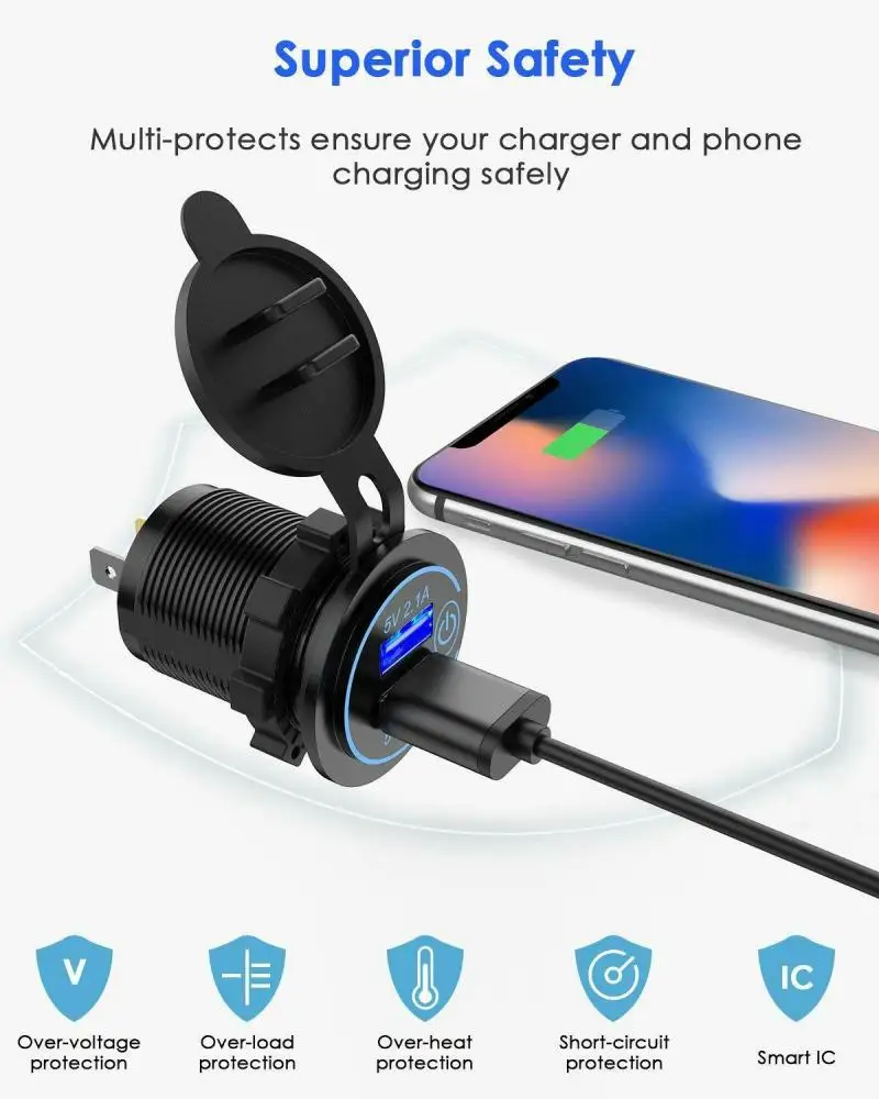 Двойной Переходник USB для зарядки в машине Авто Автомобильное зарядное