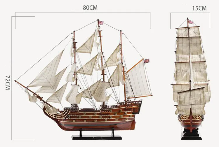 Ремесло корабль большой из массива дерева моделирование Парусная модель сборки орнамент королевская победа 80 см