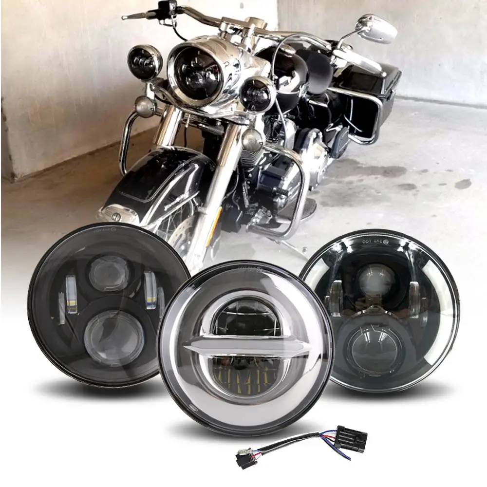 Мото rbike аксессуары " поворотник DRL Ангел глаз налобный фонарь для Harley Softail Touring moto адаптивный 7 дюймов круглый светодиодный налобный фонарь