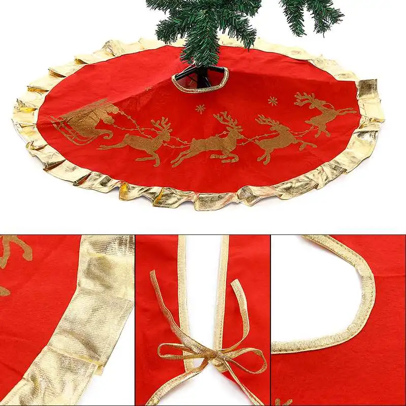 Christmas Tree Skirt 89.6cm Diameter New Year Decoration Ruffle Edge Christmas Tree Foot Cover Carpet Merry Christmas Supplies