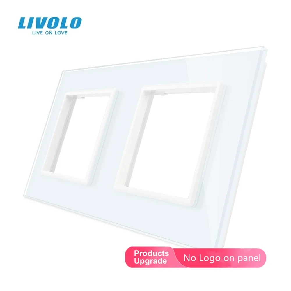 Livolo luxo cinza pérola cristal vidro, 150mm * 80mm, padrão da ue, painel de vidro duplo para interruptor de parede & soquete, VL-C7-SR/SR-11