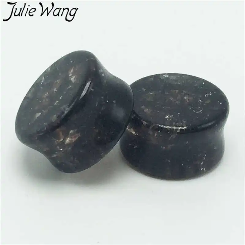 

Julie Wang 8-16mm Glass Crack Pattern Plugs Piercing Flexible Ear Tunnel Skin Hollow Ear Expansion Gauges Body Piercing Jewelry