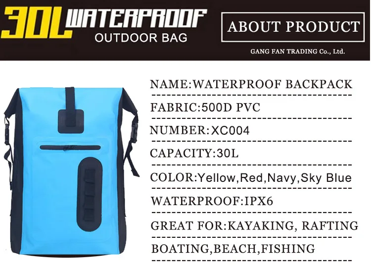Водонепроницаемый рюкзак с откидной крышкой открытый сухой мешок легкий для каякинга, рафтинг, плавающий, отслеживание реки, парусный спорт, рыбалка