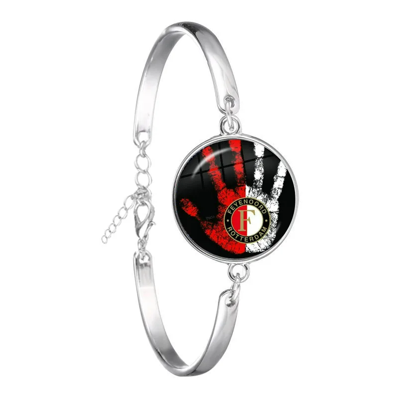 Feyenoord футбольный клуб стеклянный браслет из кабошона Feyenoord Роттердамские лиги логотип футбольный клубный браслет для фанатов подарок