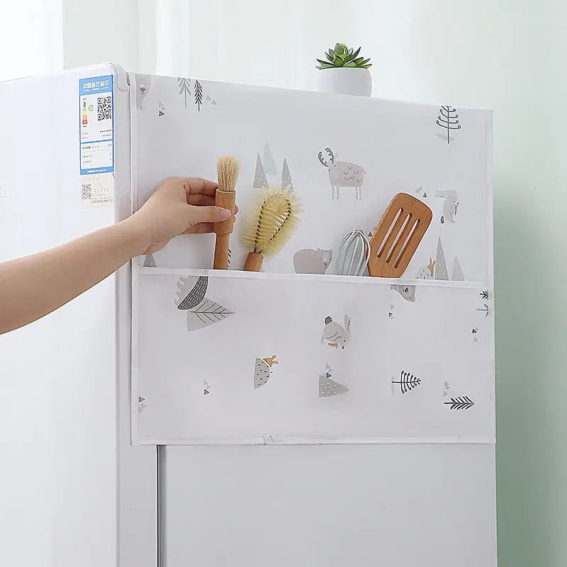 Gray Fridge Dust Cover Multi-purpose Washing Machine Top Cover Refrigerator Dust Proof Cover 