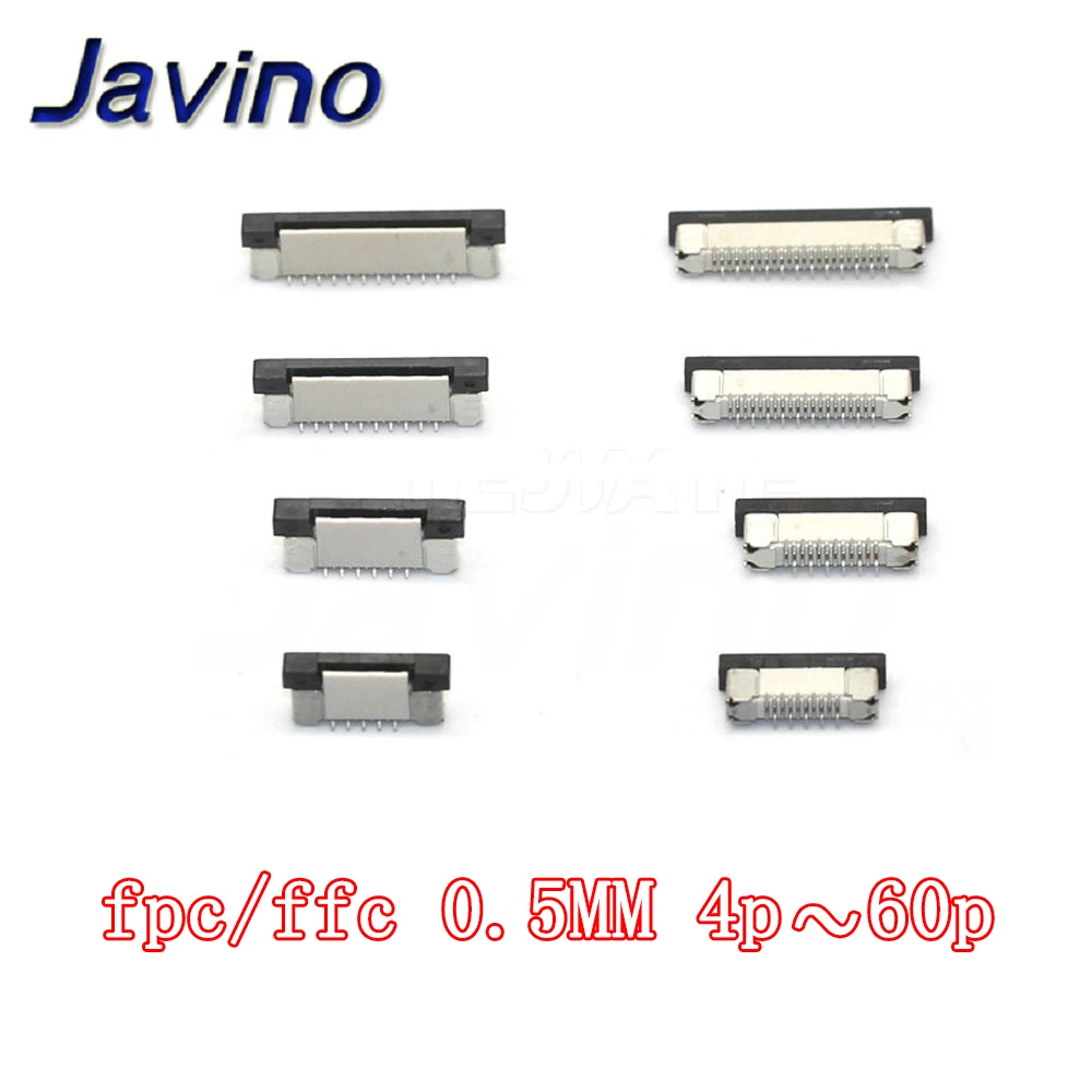 FFC FPC socket 0.5mm 4-60 Pin Vertical Type Ribbon Flat Connector 10pcs