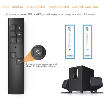 

Air Mouse ABS Speech Wireless Presenter Work Multi-function Rechargeable PPT Flip Pen Remote Controller Portable Teacher Black