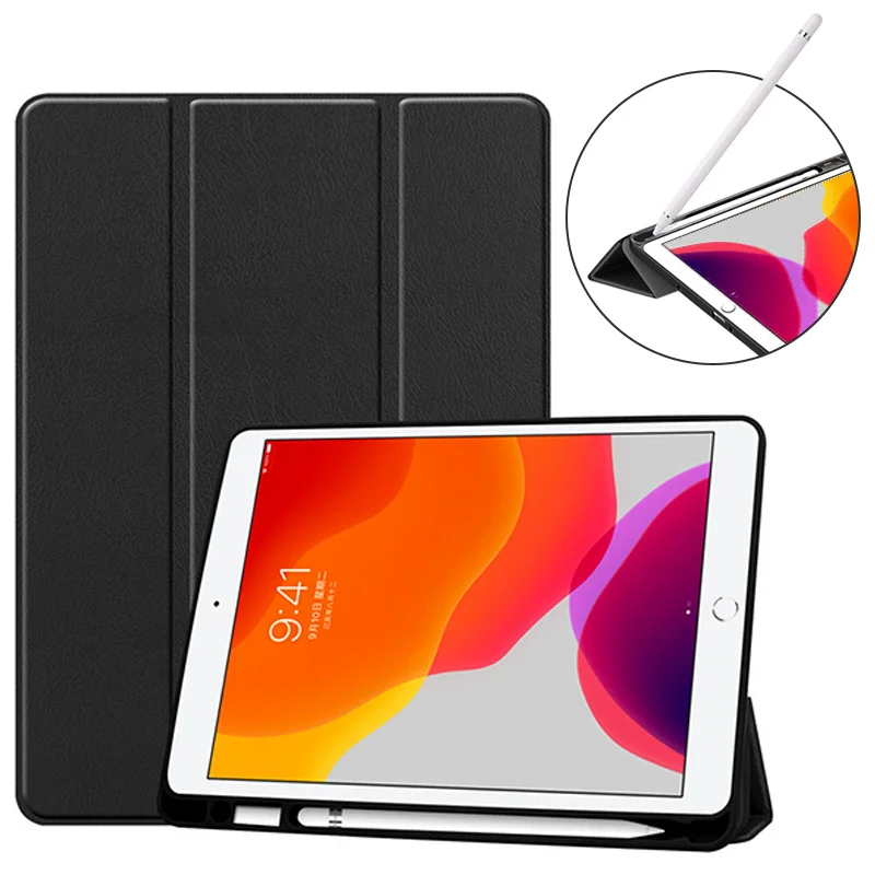 Планшет чехол для apple iPad 10,2 чехол для iPad 10,2 7th поколения с карандашница мягкие чехлы из ТПУ Капа+ Защитная пленка для экрана