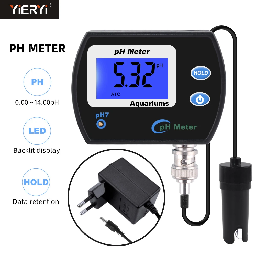 Professional Accurate pH Meter for Aquarium Multi-parameter Water Quality Monitor Online pH monitor Acidometer US/EU plug personalized tape measure