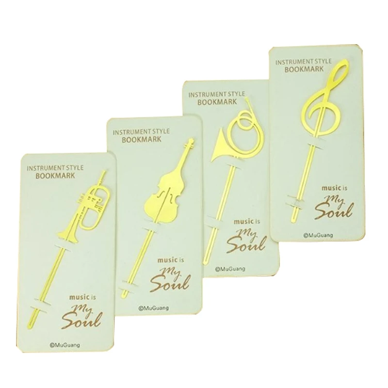 

Kawaii Cute Gold Musical Instruments Book Markers Bookmark for Books Paper Clips Office School Supplies Stationery
