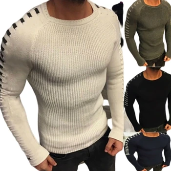 

2019 New Explosions Autumn and Winter Men's Slim Long-sleeved Round Neck Sweater Tops Shirts Wild Standard Korean Clothes
