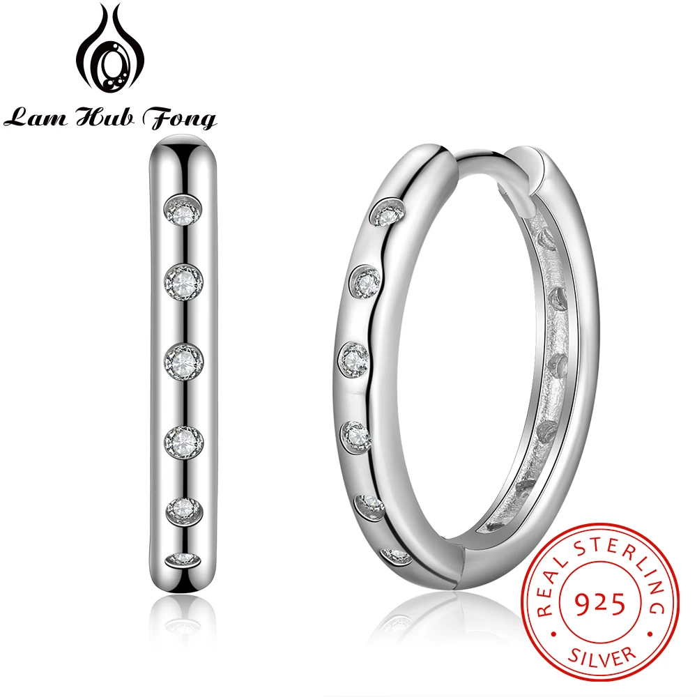 925 пробы, серебряные, минималистичные, простые, круглые серьги, серебро 925, серьги-кольца для женщин, CZ серьги, хорошее ювелирное изделие(Lam Hub Fong