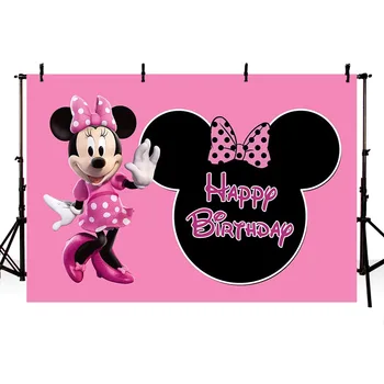 

Photography Backdrop Pink Bow Minnie Newborn Children Birthday Girls Baby Shower Custom Photo Studio Background Vinyl