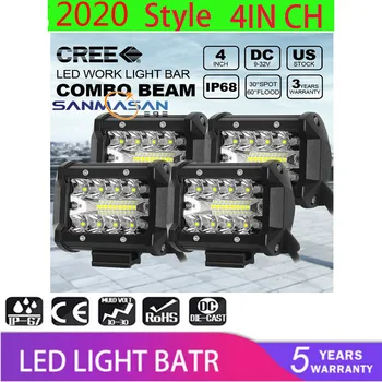 

60W 4INCH Car Three-row LED Work Light Wide And Direct Illumination Waterproof Car Headlight Fog Light Elliptical Lens Light