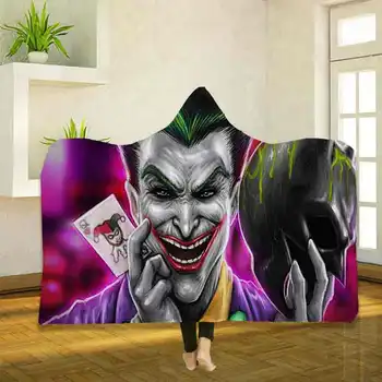 

The joker 3D Printing Throw Hooded Blanket Wearable Warm Fleece Bedding Office Quilts Soft Adults Travel 09
