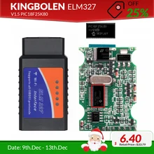 OBD2 ELM327 V1.5 Bluetooth/WI-FI автомобильный диагностический инструмент ELM 327 считыватель кода OBD чип PIC18F25K80 работы Android/IOS/окна автомобиля 12 V