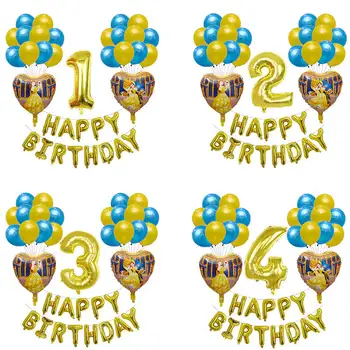 

24pcs/set Beauty and The Beast Balloons Set Gold Number Princess Air Globos Girls Birthday Party Decoration Baby Shower Kids Toy
