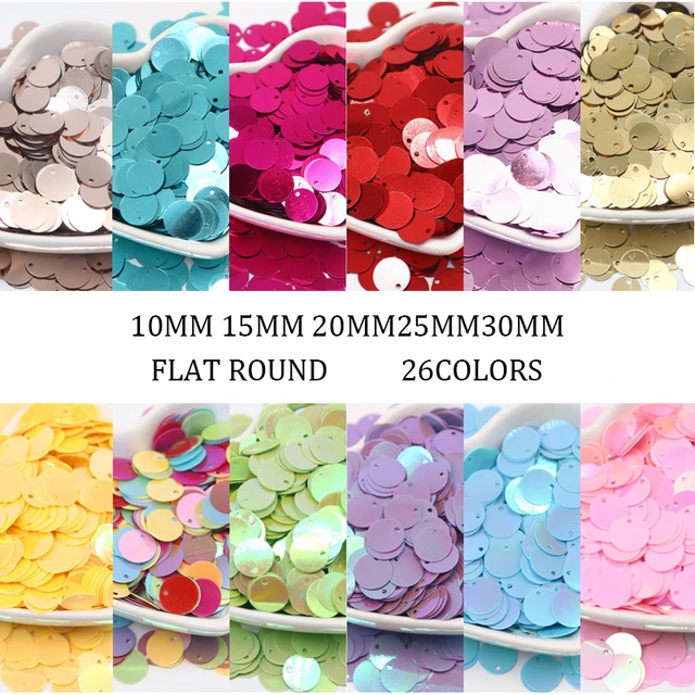 10/15/20/25mm Colorful Large Sequins With Side Hole PVC Flat Round Loose  Sequin Paillettes