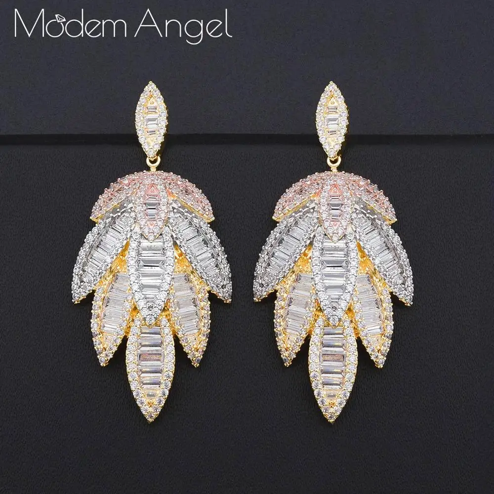 Золотой цвет ModemAngel, трендовые Висячие серьги-капли с кисточками, Женские аксессуары, серьги с кубическим цирконием, ювелирные изделия, женские серьги - Окраска металла: Золотой цвет
