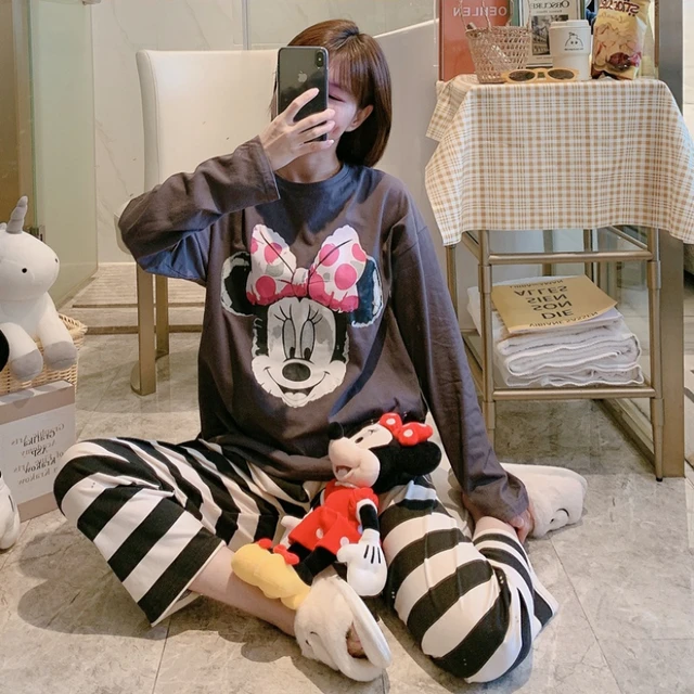 Pyjama Disney Mickey Minnie Pour Femme, Vêtement D'hiver En