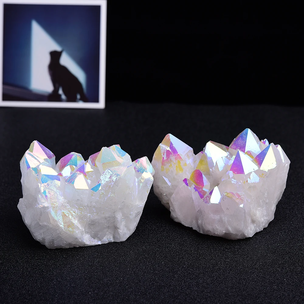 High quality crystal minerals Rough natural Electroplated aura Crystal Cluster Wand Points clear quartz for home decoration High quality crystal minerals Rough natural Electroplated aura Crystal Cluster Wand Points clear quartz for home decoration