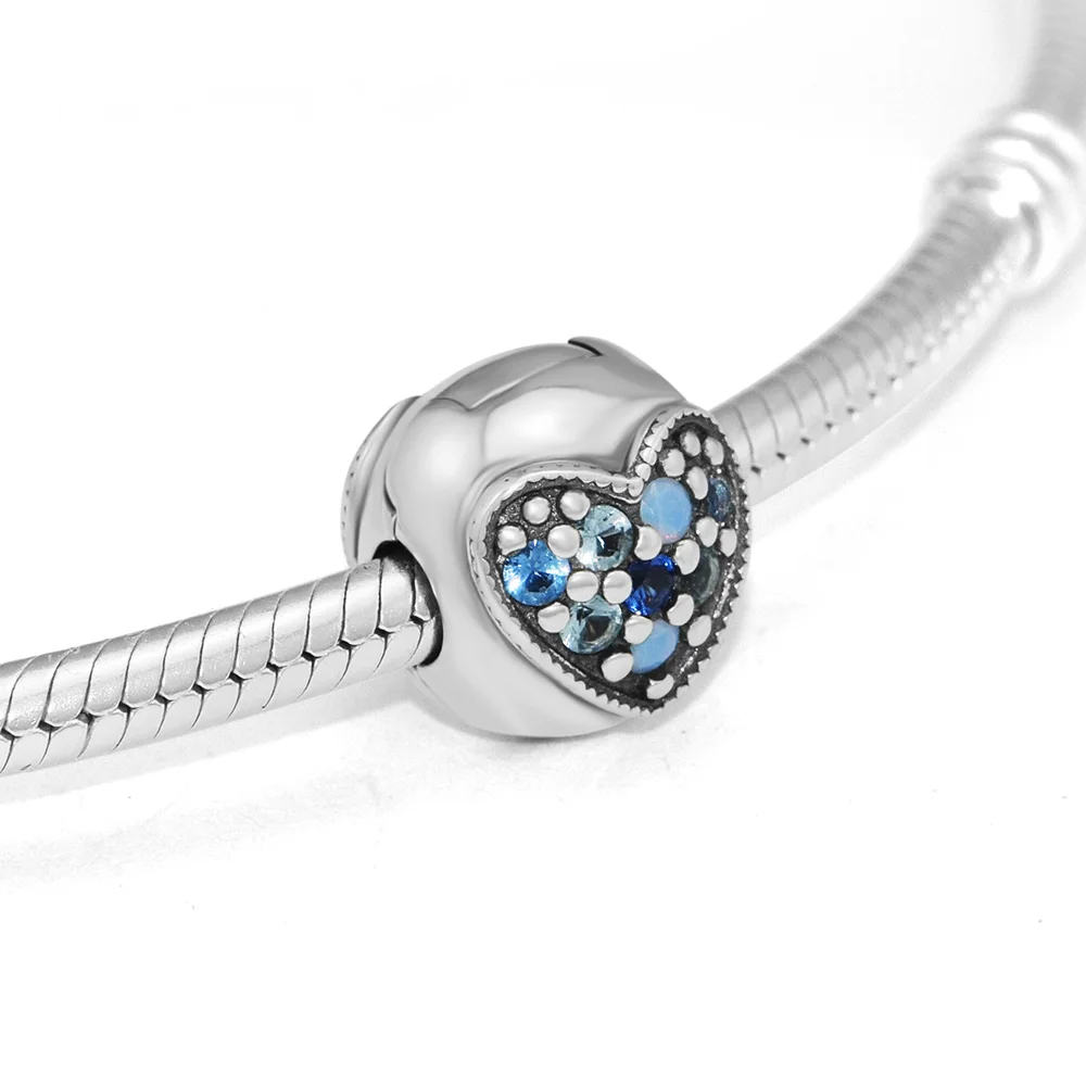 

Бусины для Pandora, браслеты, ожерелье, Стерлинговое Серебро 925 пробы, ювелирные изделия, яркое сердце, амулеты, многоцветный Цирконий, бесплатная доставка