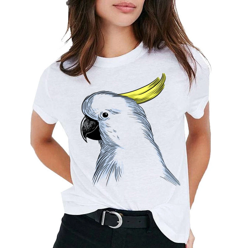 

Harajuku Summer Fashion Women t shirt Cute Cartoon parrot print Tshirt Plus size Casual Short sleeve t-shirt Top Tees Female