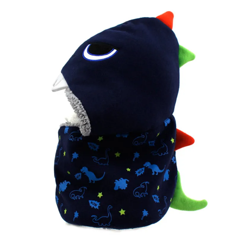 

Korean Winghouse Children Hat Scarf Suit Boy Windproof Outdoor Equipment Cartoon Lovely Dinosaur Hat Winter Warm Muffler Cap