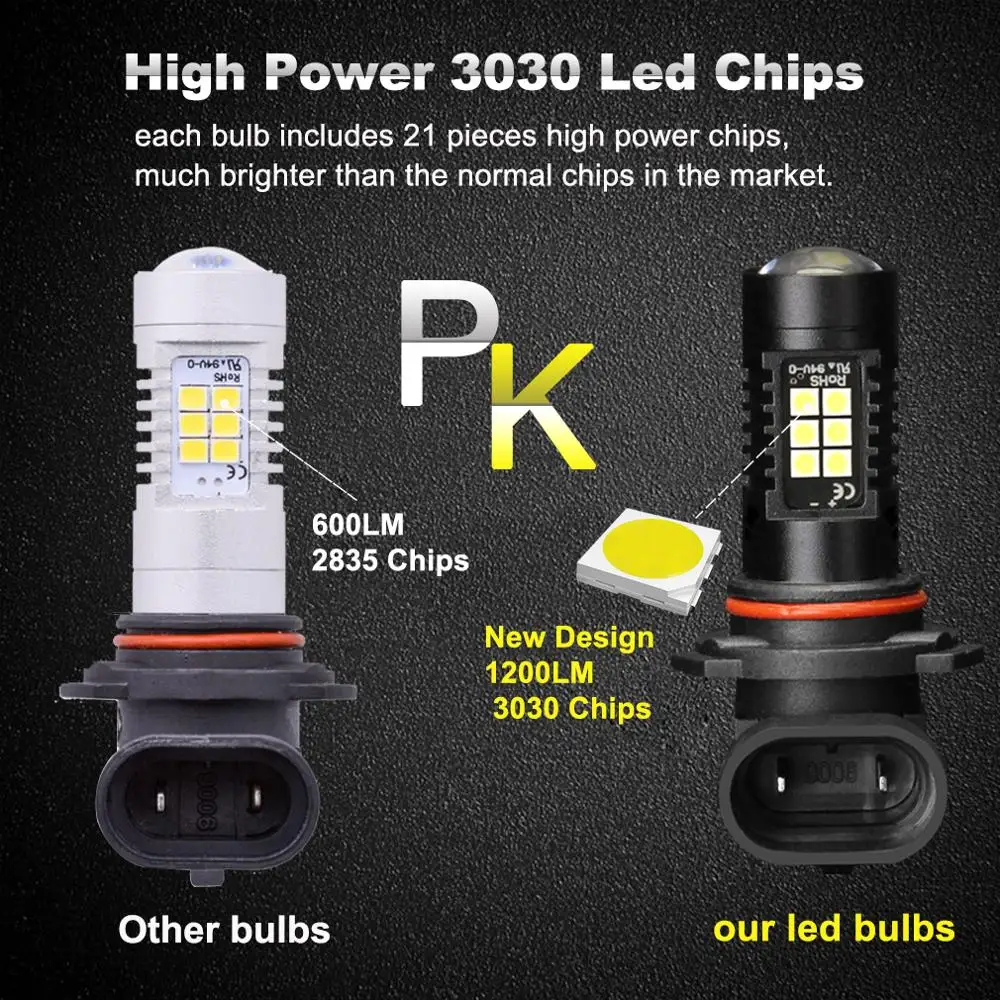 2 шт. H8 H11 Led HB4 9006 HB3 9005 туман светильник s лампы 3030SMD 1200LM 6000K 3000 К вождение автомобиля ходовой огонь авто светодиодный светильник 12V