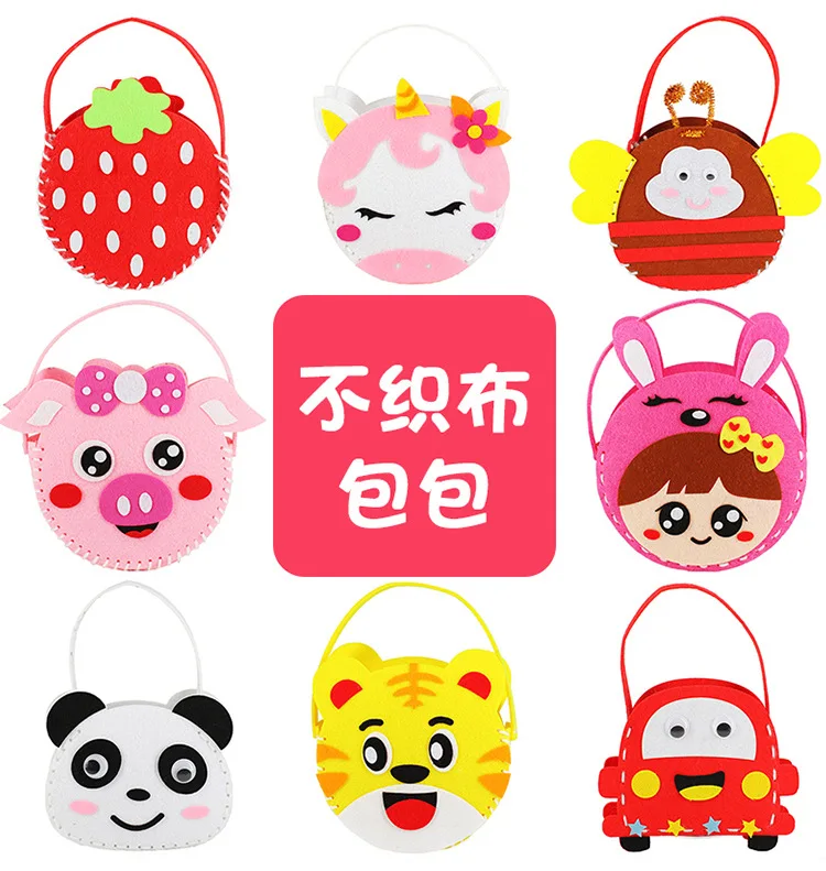 kindergarten lots arts crafts diy toys Colorful Mini Handbag crafts kids educational for children's toys girl/boy christmas gift