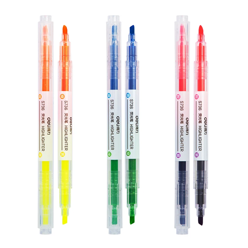 Highlighter Marker Pen 3Pcs/Bag 6 Colors Twin Tip Double Headed