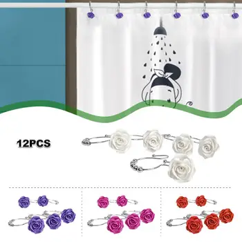 

Shower Curtain Hook Rose Resin Double Bath Rust-proof Shower Bathing Sheer For Home Decoration Bathroom Accessaries