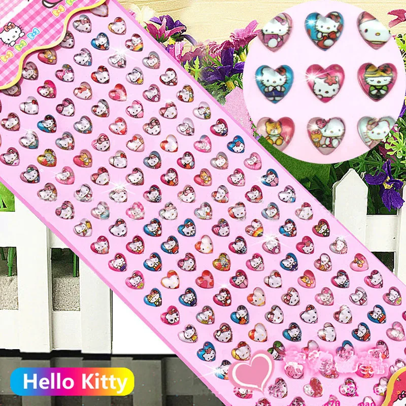 Children's Cartoon Crystal Diamond Altman Sticker Gem Acrylic Sticker Christmas Gift 160pcs - Цвет: hello kitty