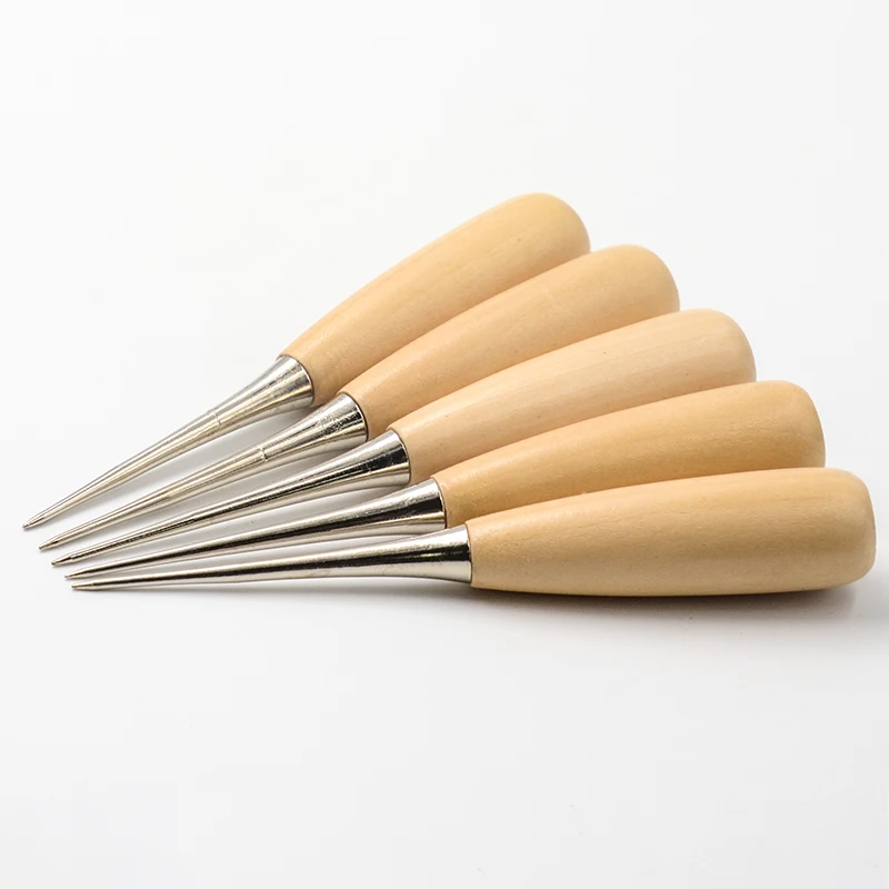 SOZO кожа ручной Awl Craftwork Кожа дырокол деревянная ручка инструмент 2 шт|Кожаные