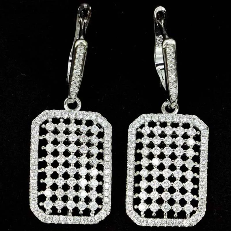 Серьги SheCrown белые Sapphire женские подарок на свадьбу 925 пробы серебряные 37x14