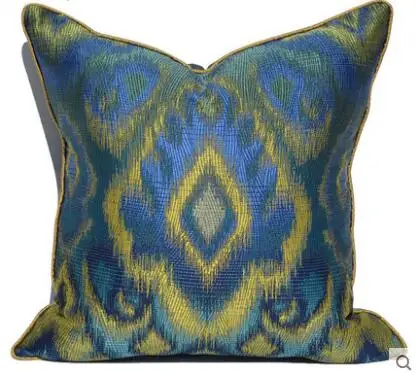

Peacock blue green yellow classical Chinese pillowcase modern luxury bungalow hotel bedroom bedside cushion cover