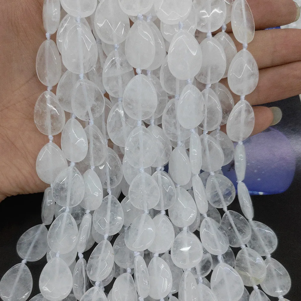 6x15x20mm Natural Semi-precious Stone White Crystal Loose Bead Strand Waterdrop Shape Handmade DIY Bracelet Necklace Accessories